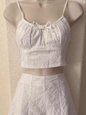 Lulus White Eyelet 2 Piece Skirt Set
